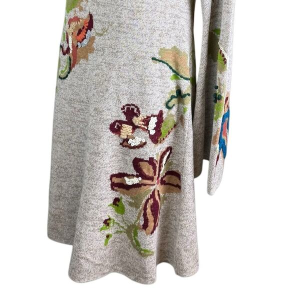 Anthropologie Knitted & Knot Embroidered Petals Turtleneck Swing Sweater Dress - Picture 9 of 15